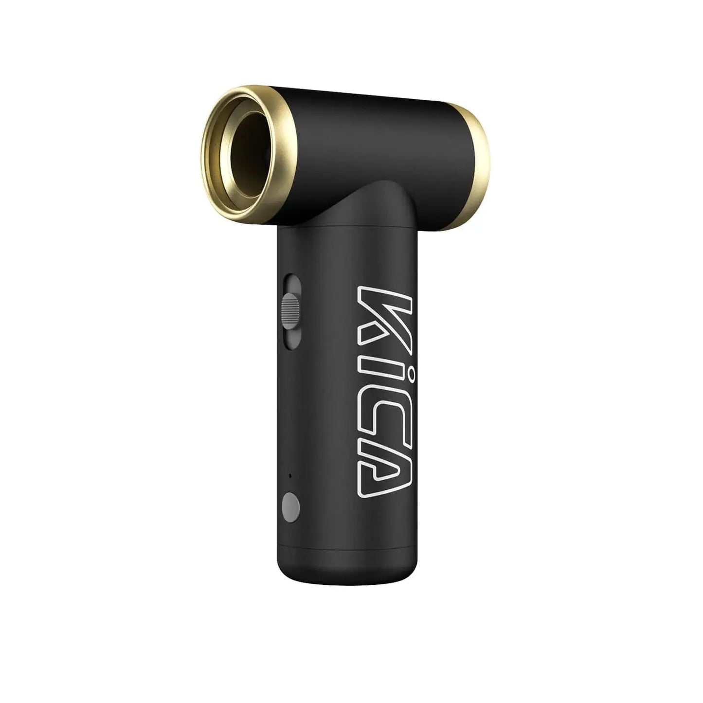 A black and gold air blower with the KiCA brand logo on it.