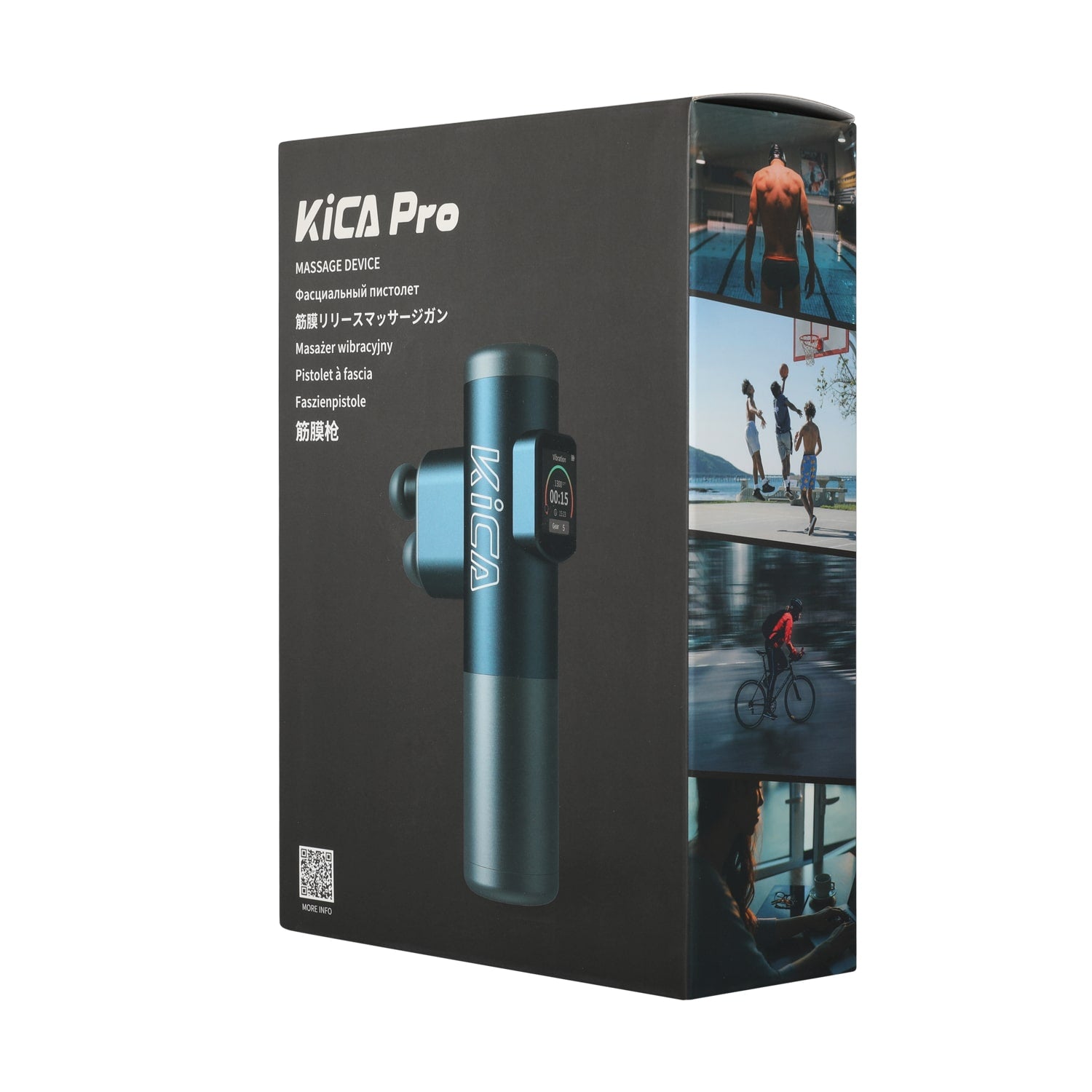 KiCA Pro Pistolet de massage à double tête Pistolet de massage musculaire à percussion des tissus profonds avec écran tactile OLED plus grand 